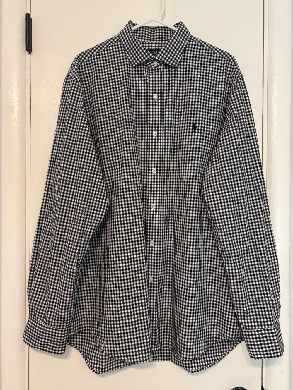 Polo Ralph Lauren Men's Black/White Gingham Plaid Button-Down Shirt XL Pony